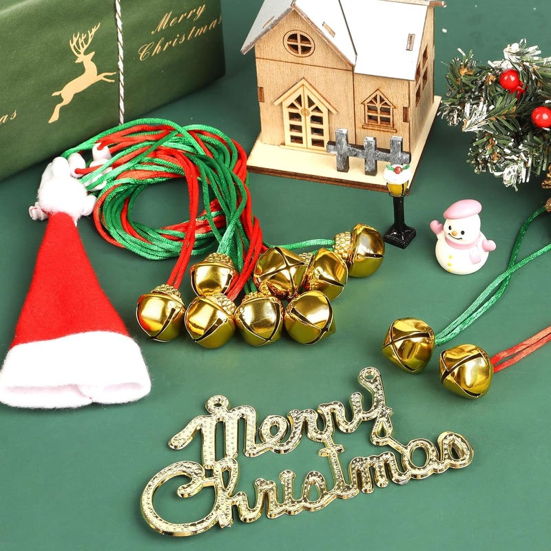 LIGHOON 24 PCS Christmas Jingle Bell, Necklace Bells with Rope for Christmas Holiday Party Decoration Supplies (Gold) - Image 3